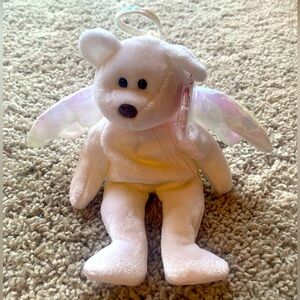 Ty Halo Bear Beanie Baby with Tag Protector. Excellent Condition